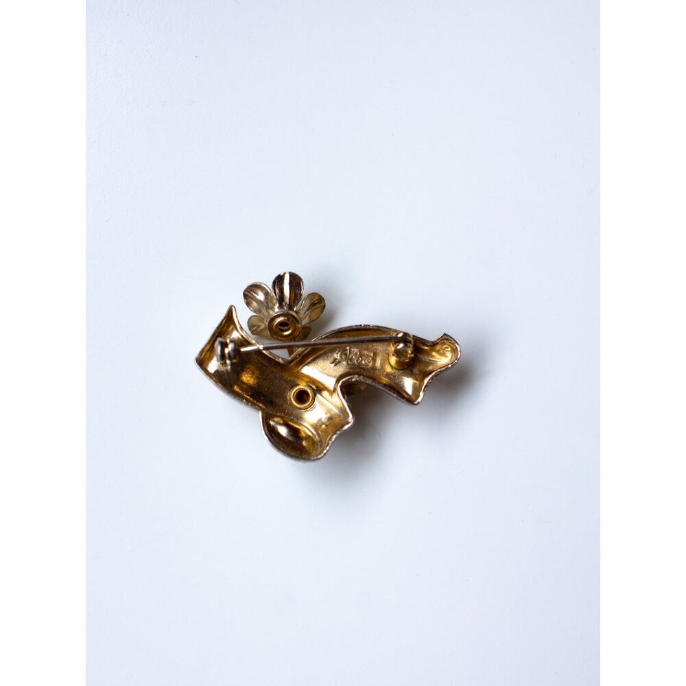 Yellow Gold Plated Coro Brooch - Picture 3 of 4